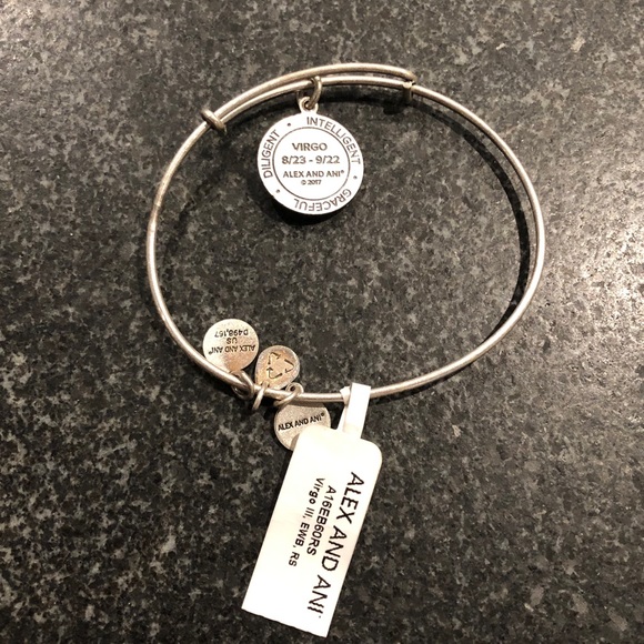 Alex and Ani Virgo Silver Charm Bangle Bracelet - Picture 2 of 2